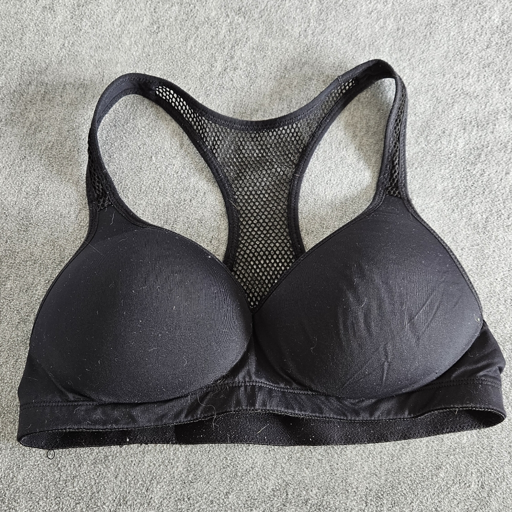 [Victoria's Secret PINK] black yoga push-up sports bra - size medium